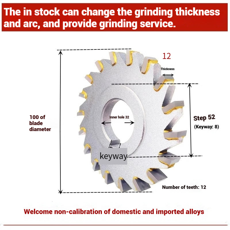 1057-Alloy three-face milling cutter can be customized tungsten steel 63 80 100 125 YW2 steel parts milling slot welding disk cutter Shandong Denso Pricision Tools Co.,Ltd.